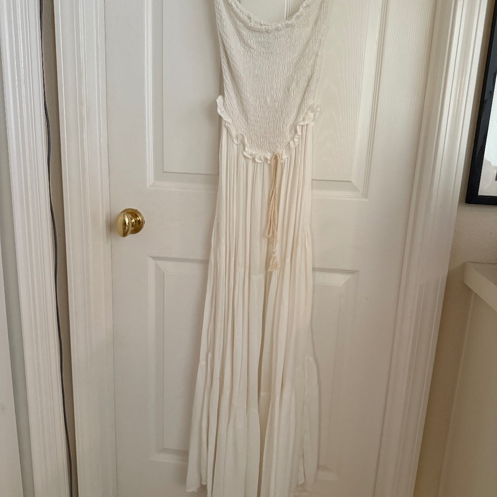 Amiani White Sheer Long Dress